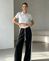 Striped Crop Top & Wide-Leg Pants Set