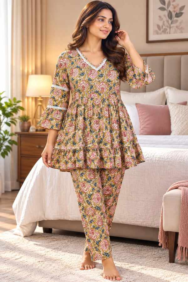 Floral Printed Peplum Kurta Set