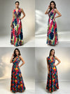 Tropical Print Wrap Maxi Dress