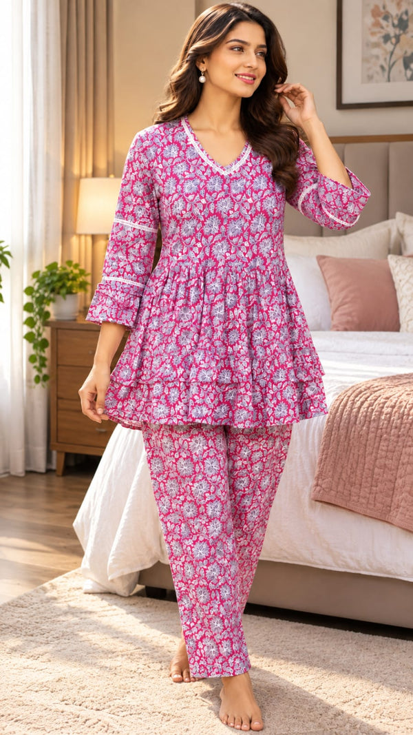 Floral Printed Peplum Kurta Set