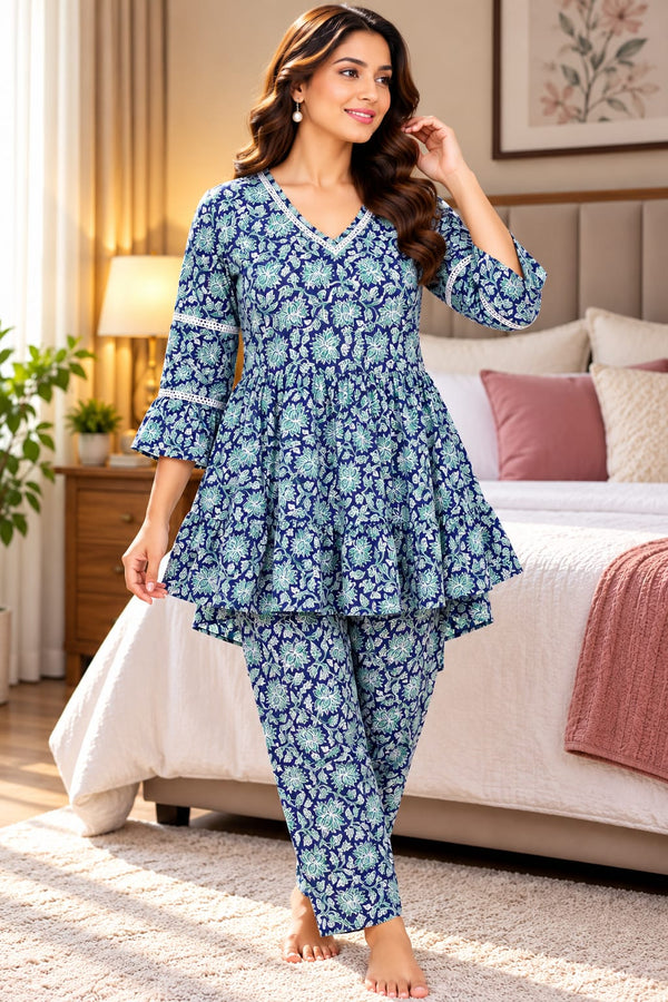 Floral Printed Peplum Kurta Set