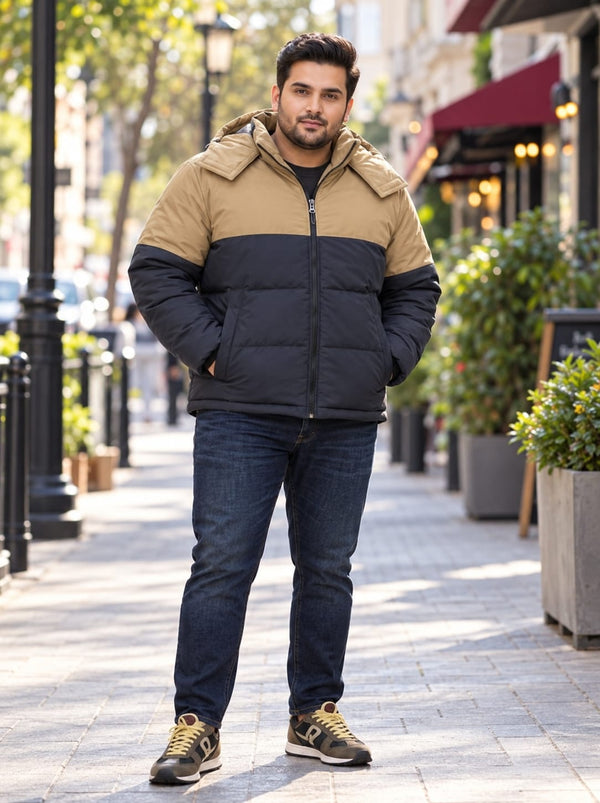 Color Block Hooded Puffer Jacket
