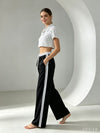 Striped Crop Top & Wide-Leg Pants Set