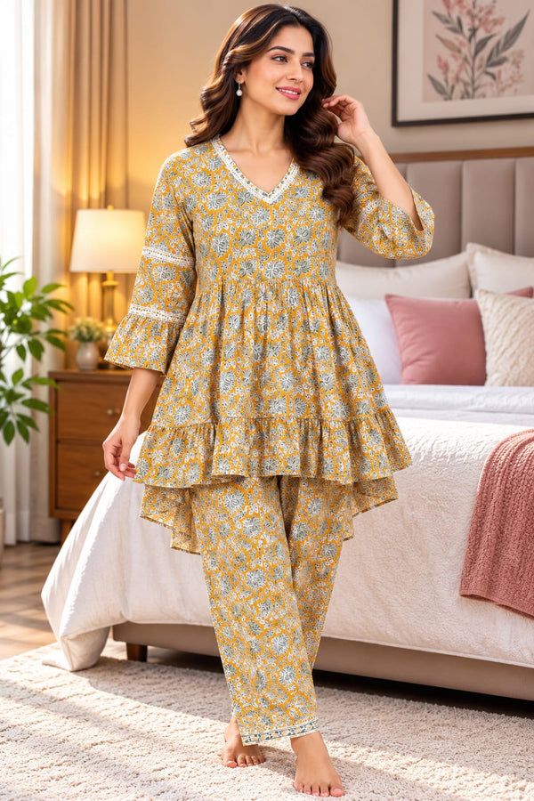 Floral Printed Peplum Kurta Set